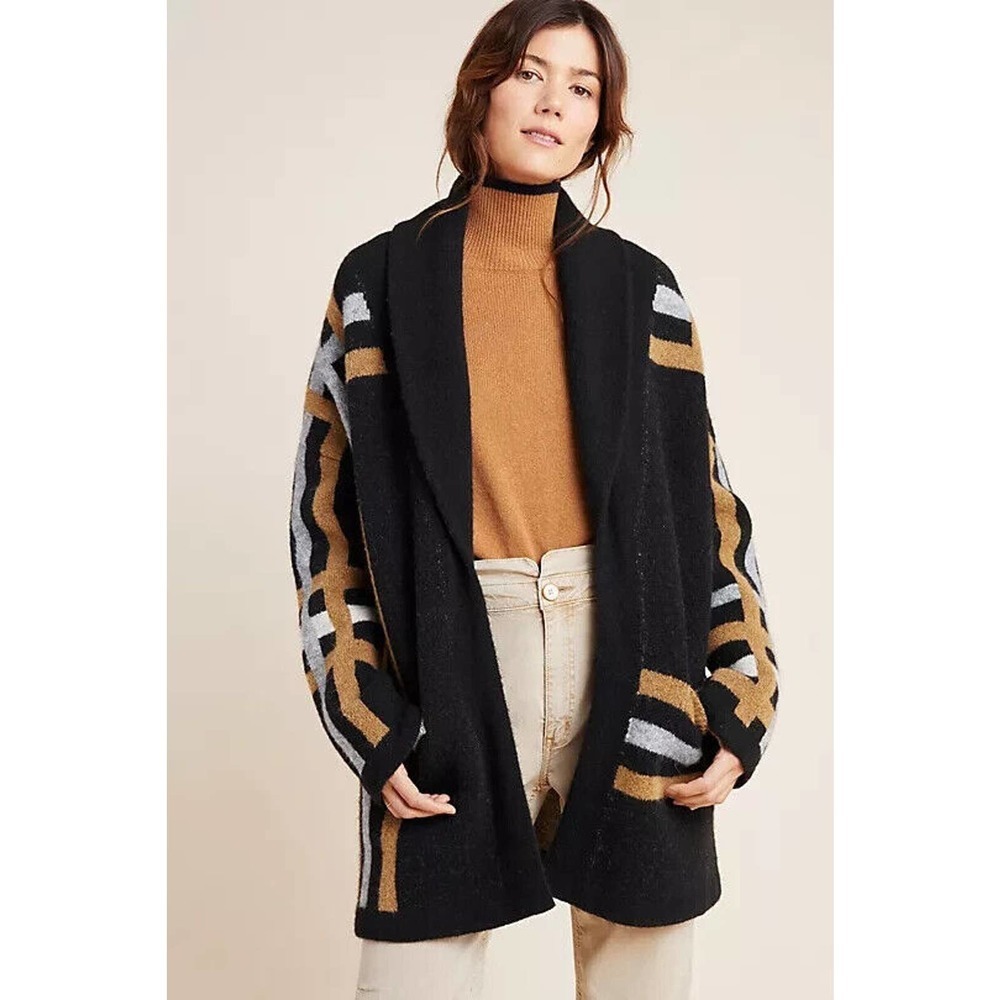 NWT Anthropologie Ferna Plaid Sweater Coat Wool Blend Women's SP Small Petite - Picture 1 of 14